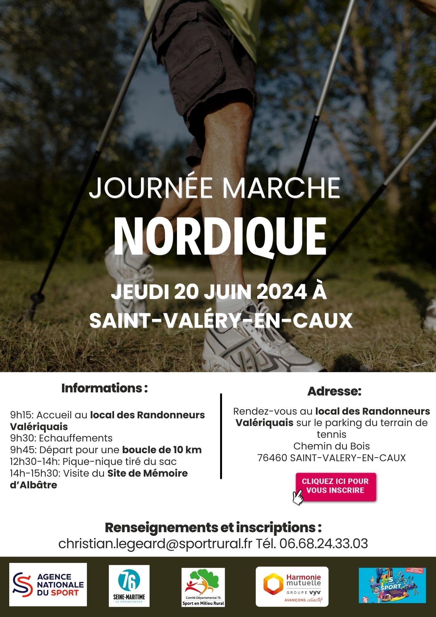 Journée marche nordique à Saint-Valéry-en-Caux le 20 juin 2024